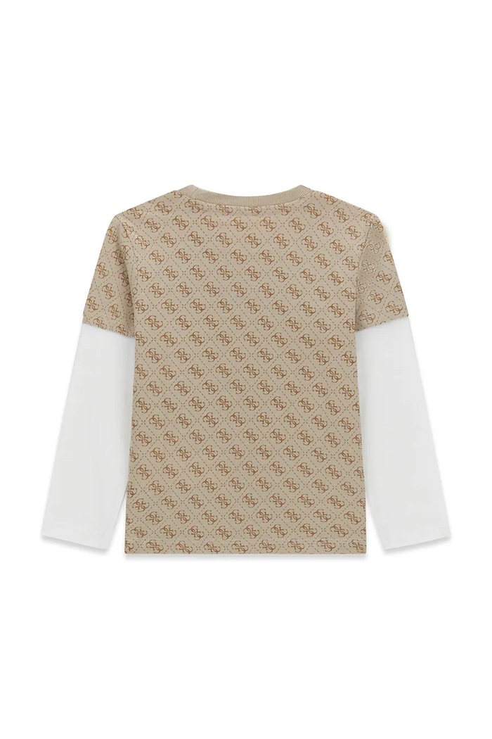 Guess longsleeve dziecięcy bawełniany N6YI22.K3878.9BY2 beżowy AW26