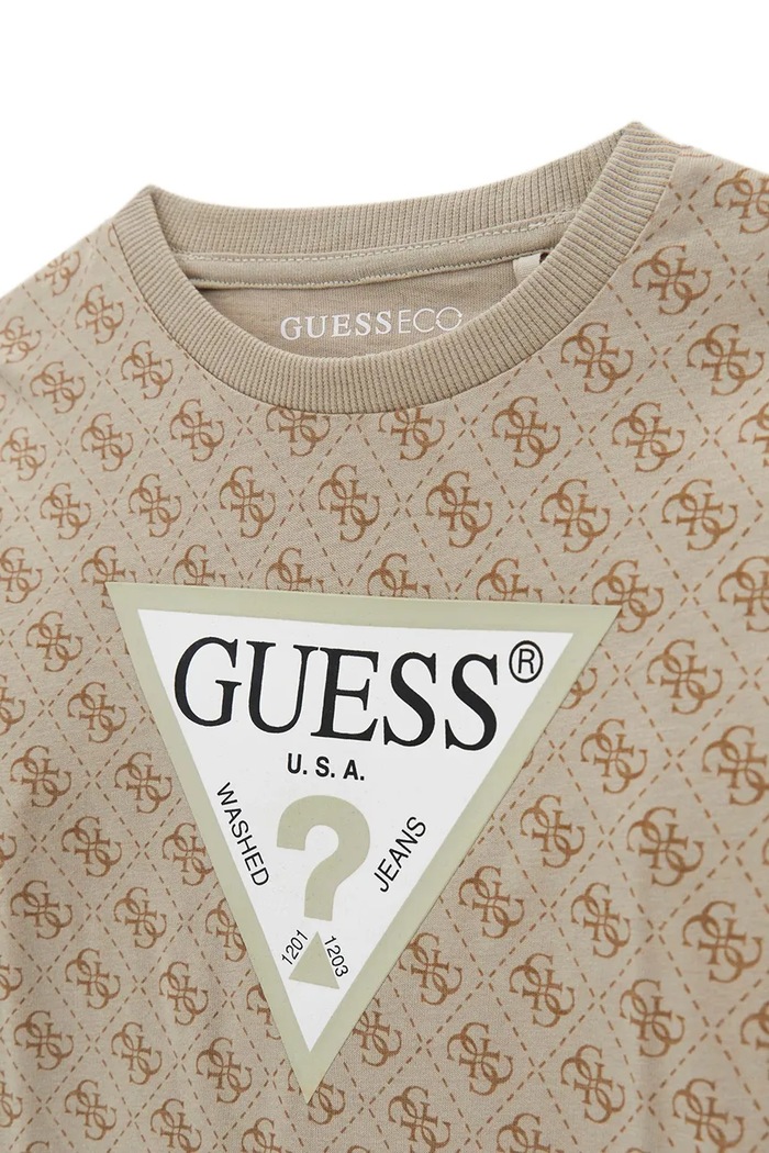 Chłopiec Guess longsleeve dziecięcy bawełniany N6YI22.K3878.9BY2 beżowy
