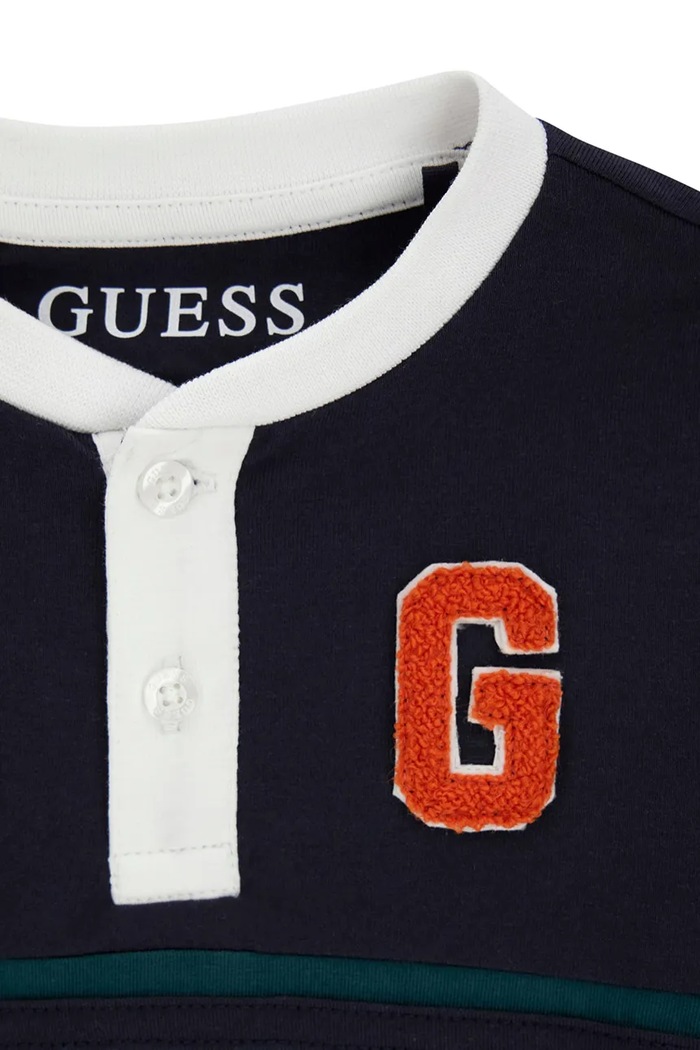 Chłopiec Guess longsleeve dziecięcy bawełniany z elastanem N6YI16.K4432.9BY2 granatowy