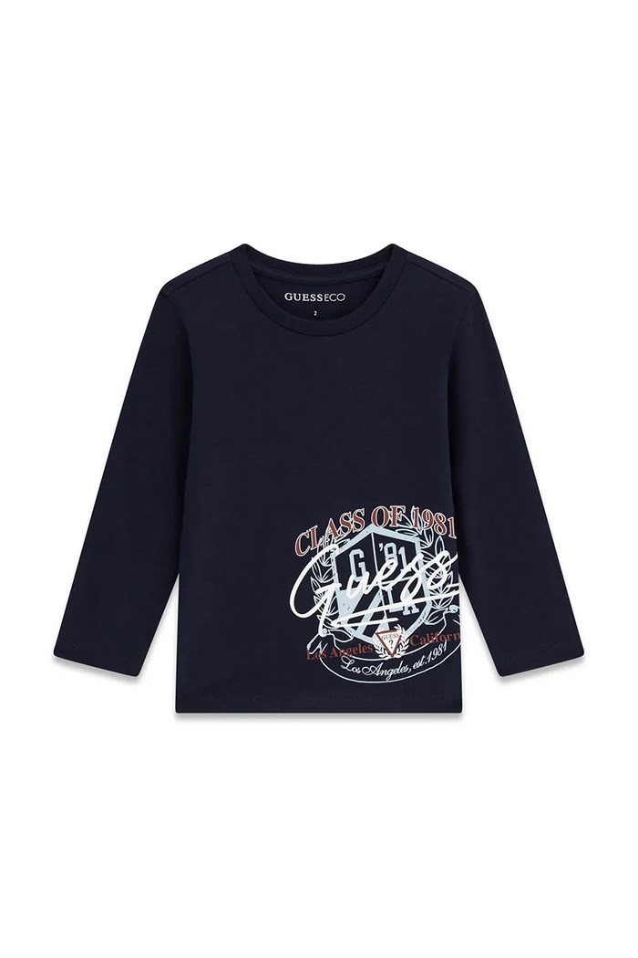 Guess longsleeve dziecięcy bawełniany granatowy N6YI14.K3802.9BY2