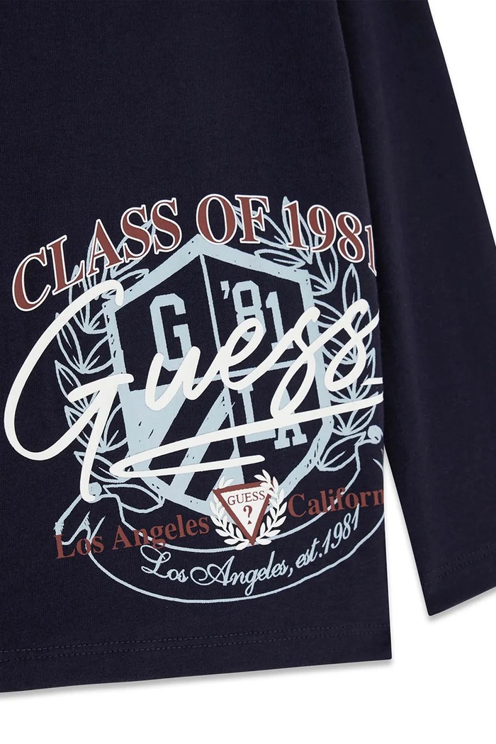 Chłopiec Guess longsleeve dziecięcy bawełniany N6YI14.K3802.9BY2 granatowy