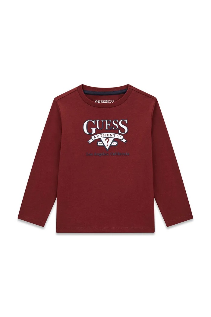 Guess longsleeve dziecięcy bawełniany bordowy N6YI12.K3800.9BY2