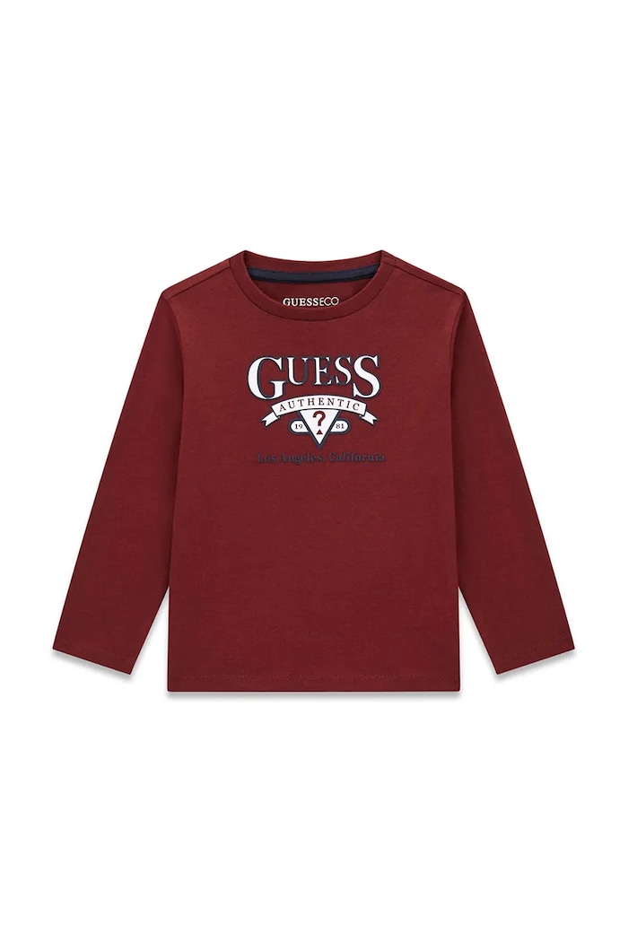 Guess longsleeve dziecięcy bawełniany bordowy N6YI12.K3800.9BY2