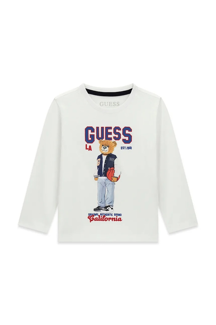 Guess longsleeve dziecięcy bawełniany biały N6YI06.K3794.9BY2