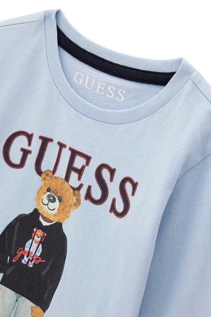 Chłopiec Guess longsleeve dziecięcy bawełniany N6YI06.K3794.9BY2 niebieski