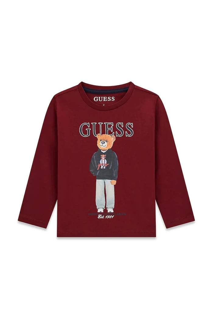 Guess longsleeve pentru copii, din bumbac burgundia N6YI06.K3794.9BY2