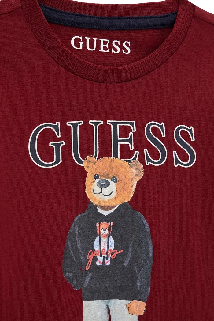Băieți Guess longsleeve pentru copii, din bumbac N6YI06.K3794.9BY2 burgundia