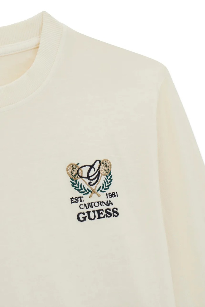 Chłopiec Guess longsleeve dziecięcy bawełniany L6YI32.K3783.9BY2 beżowy