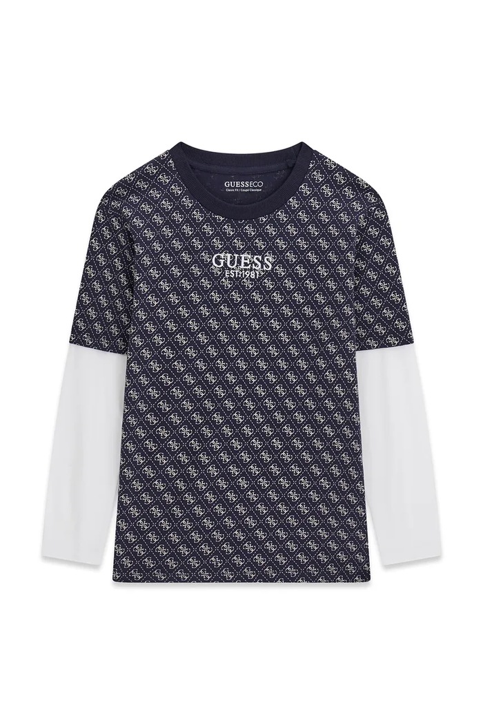 Guess longsleeve dziecięcy bawełniany granatowy L6YI18.K3748.9BY2