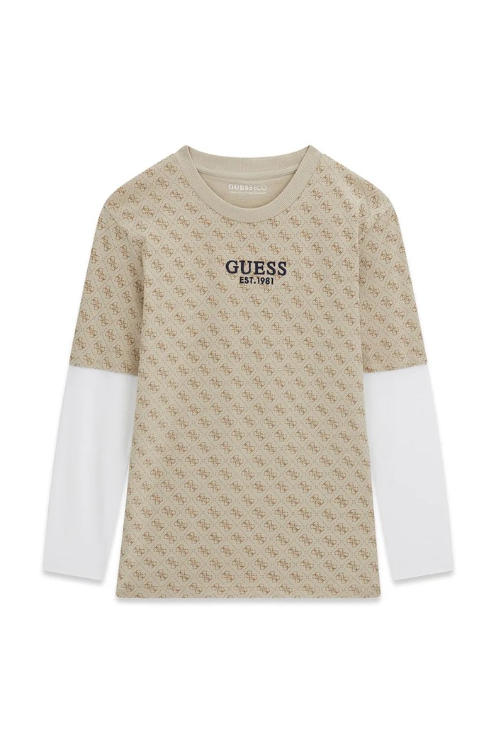 Guess longsleeve dziecięcy bawełniany beżowy L6YI18.K3748.9BY2