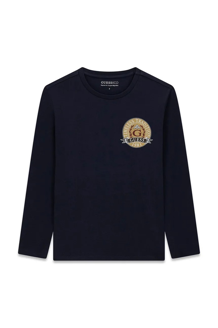 Guess longsleeve dziecięcy bawełniany granatowy L6YI08.K3717.9BY2