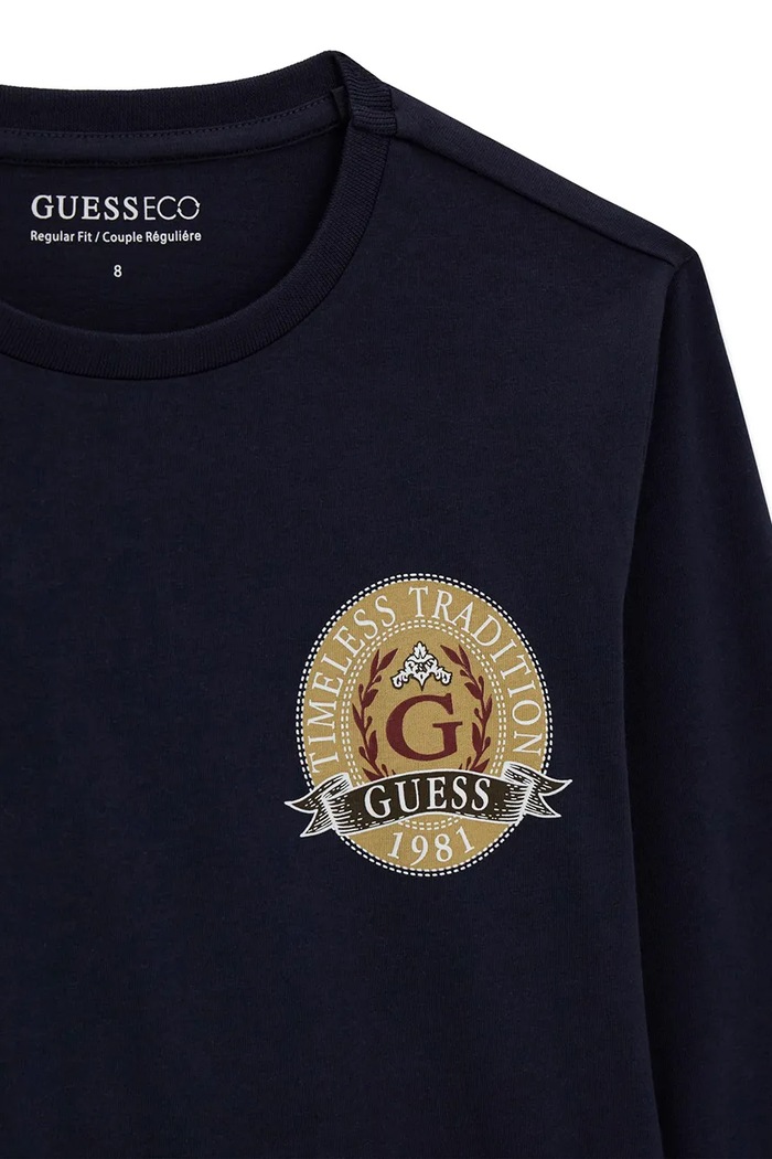 Chłopiec Guess longsleeve dziecięcy bawełniany L6YI08.K3717.9BY2 granatowy