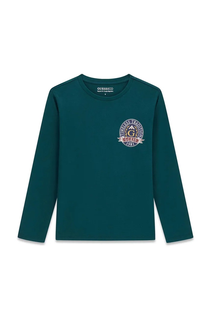 Guess longsleeve dziecięcy bawełniany zielony L6YI08.K3717.9BY2