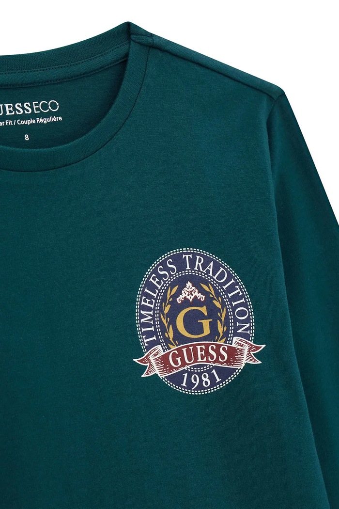 Chłopiec Guess longsleeve dziecięcy bawełniany L6YI08.K3717.9BY2 zielony