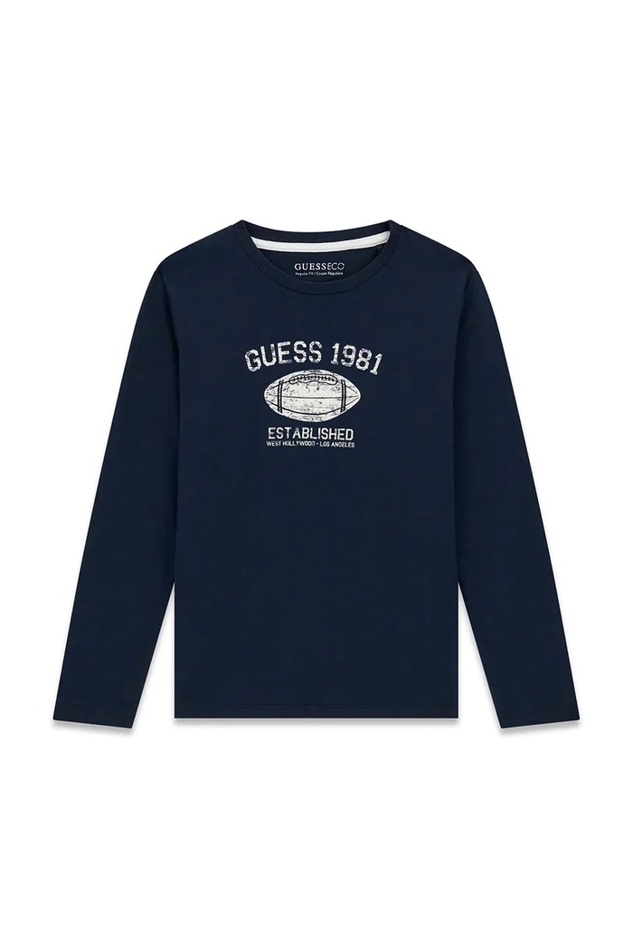 Guess longsleeve dziecięcy bawełniany granatowy L6YI06.K3714.9BY2