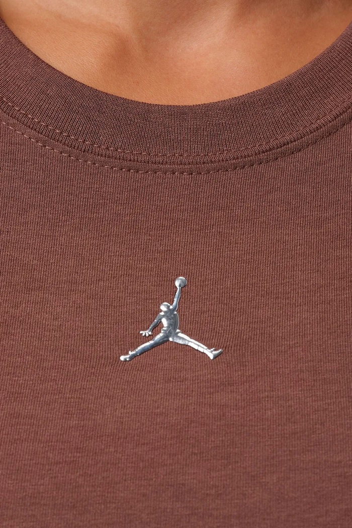 Longsleeve damski z bawełną Brooklyn Essentials Jordan brązowy IM7353.265