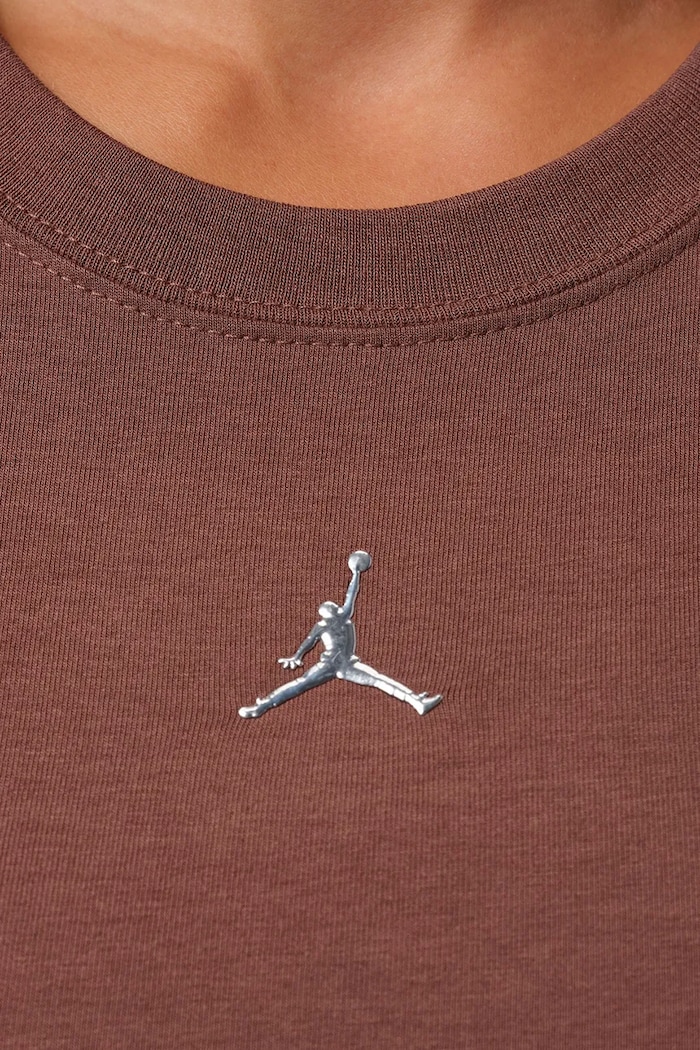 Longsleeve damski z bawełną Brooklyn Essentials Jordan brązowy IM7353.265