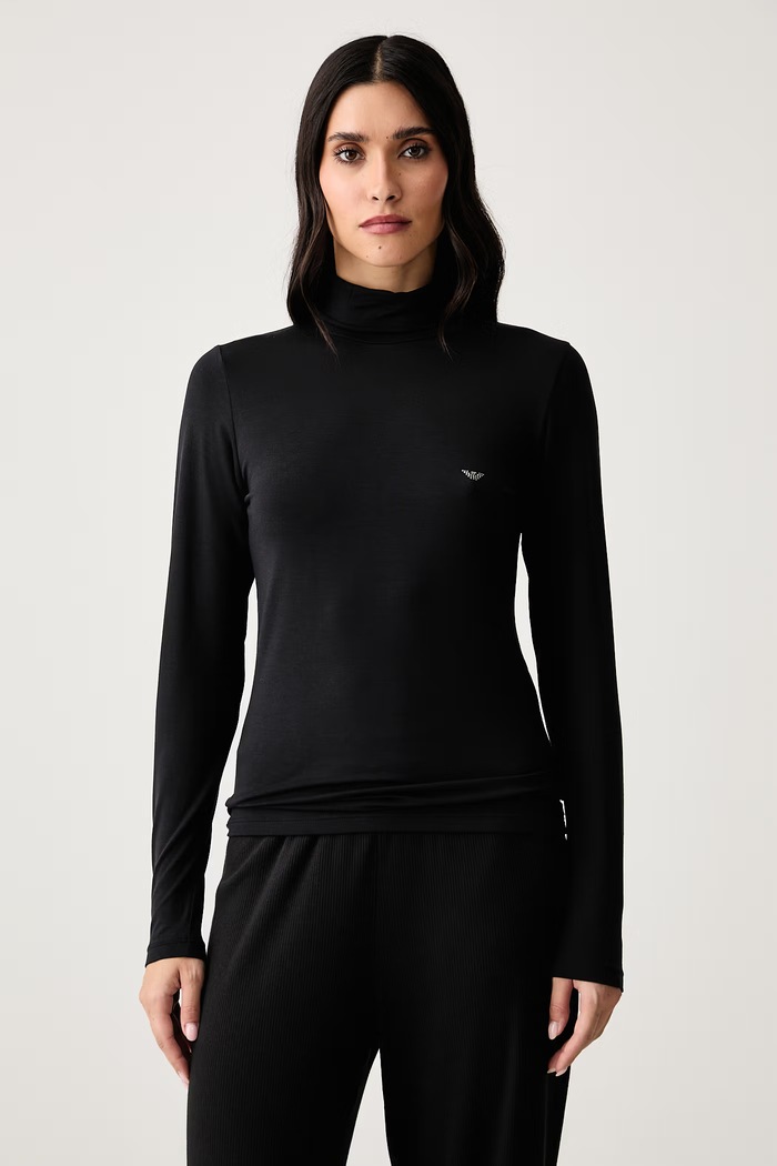 Emporio Armani Underwear Longsleeve lounge damski z lyocellem czarny EW002039.AF25579