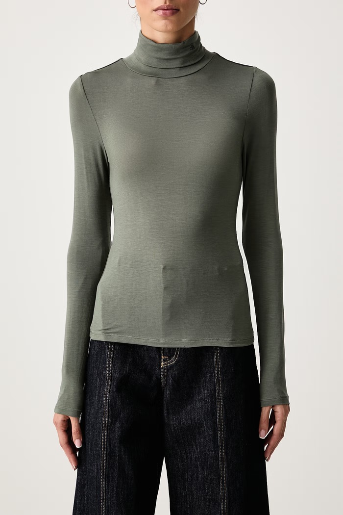 Longsleeve damski z lyocellu Scotch & Soda U9B01755T zielony