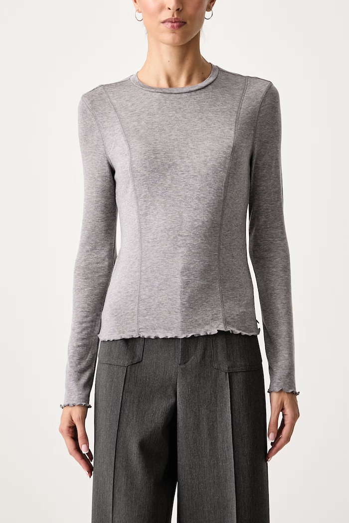 Longsleeve damski z dodatkiem wełny Scotch & Soda U9B01753T szary