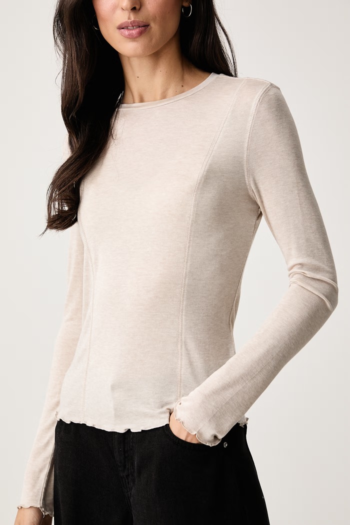 Longsleeve damski z dodatkiem wełny Scotch & Soda U9B01753T beżowy