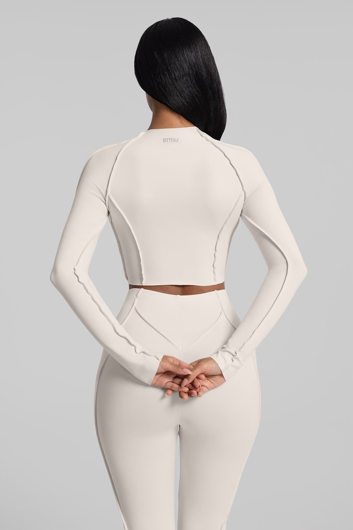 BetterMe Longsleeve do jogi damski Contour Stitch Long CRT00012 beżowy AW26