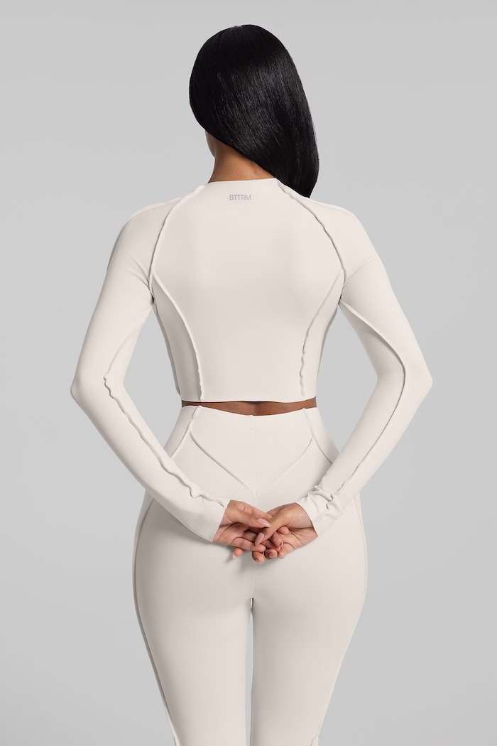 BetterMe Longsleeve do jogi damski Contour Stitch Long CRT00012 beżowy AW26