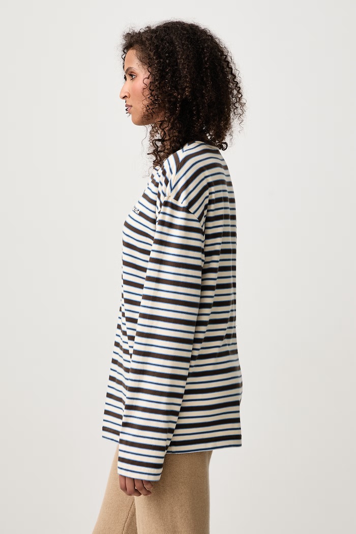 Longsleeve damski bawełniany Signature Logo Sporty & Rich TO12483326BR40 brązowy