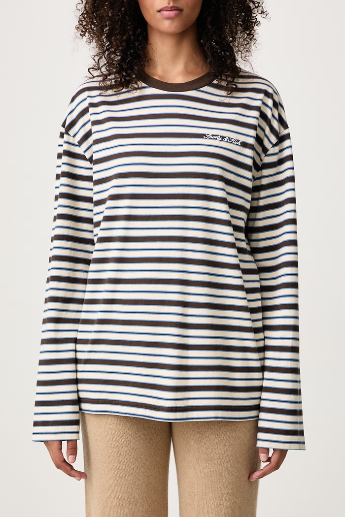 Longsleeve damski bawełniany Signature Logo Sporty & Rich brązowy TO12483326BR40