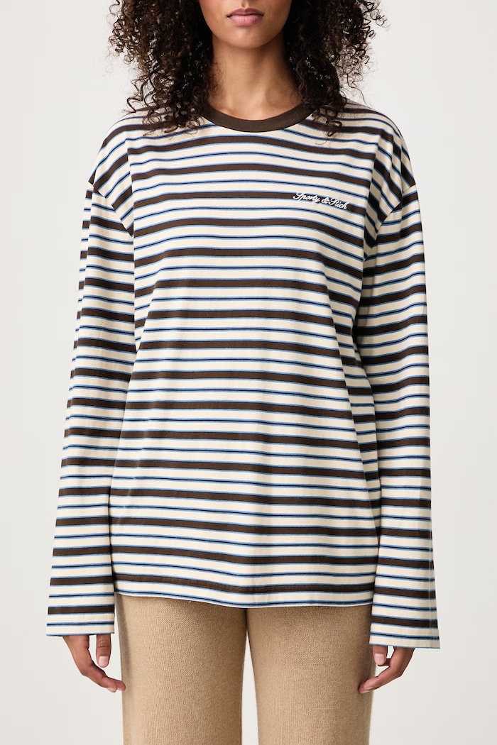 Longsleeve damski bawełniany Signature Logo Sporty & Rich brązowy TO12483326BR40