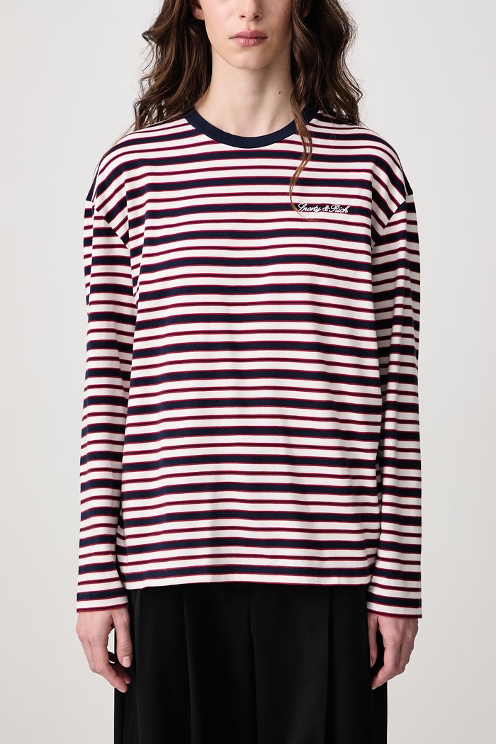 Longsleeve damski bawełniany Signature Logo Sporty & Rich granatowy TO12485326ST74