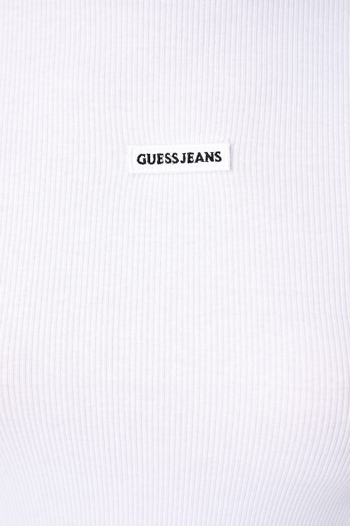 Longsleeve damski bawełniany z elastanem Guess Jeans biały W6BP06.K5471