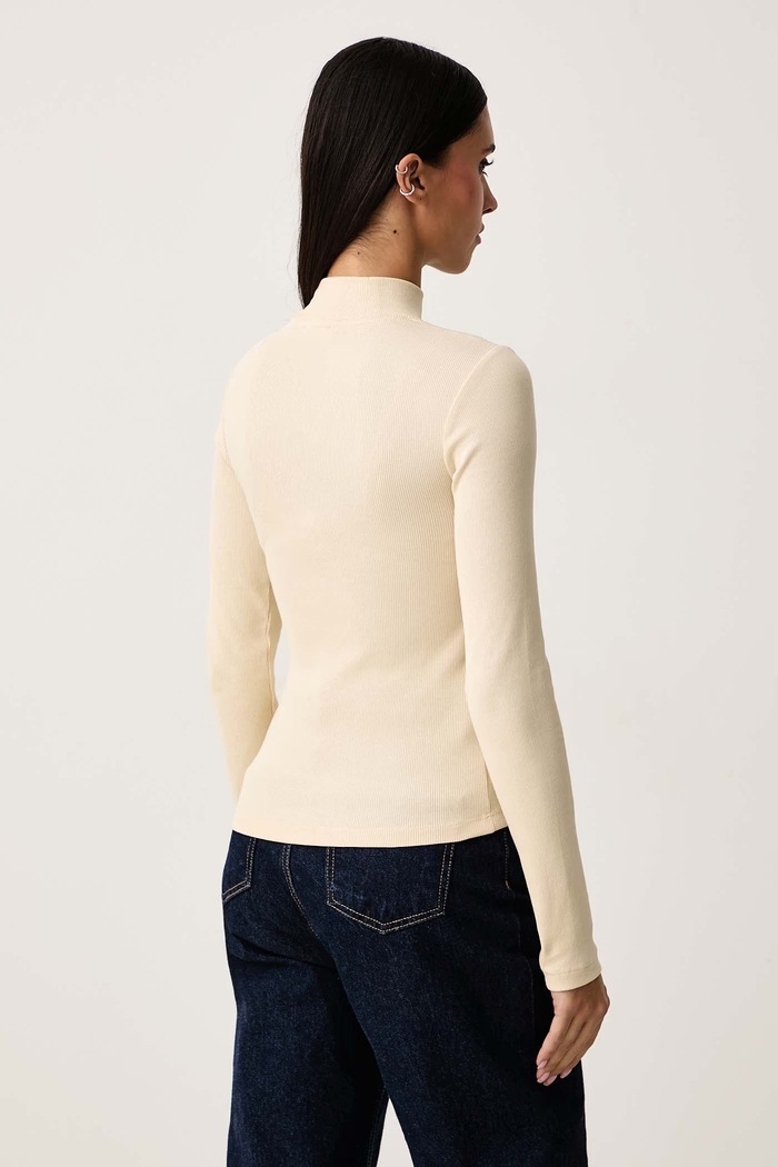 Îmbrăcăminte Guess Jeans Longsleeve pentru femei din bumbac cu elastan W6BP06.K5471 bej