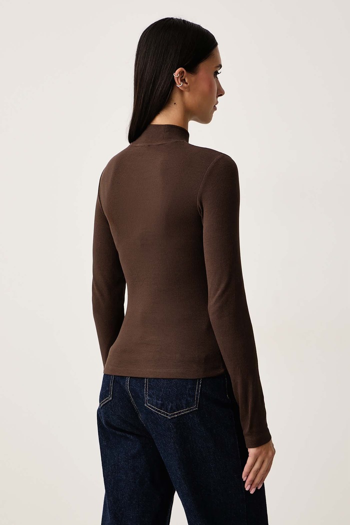 Îmbrăcăminte Guess Jeans Longsleeve pentru femei din bumbac cu elastan W6BP06.K5471 maro