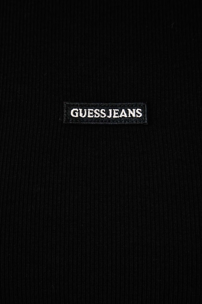 Longsleeve pentru femei din bumbac cu elastan Guess Jeans negru W6BP06.K5471
