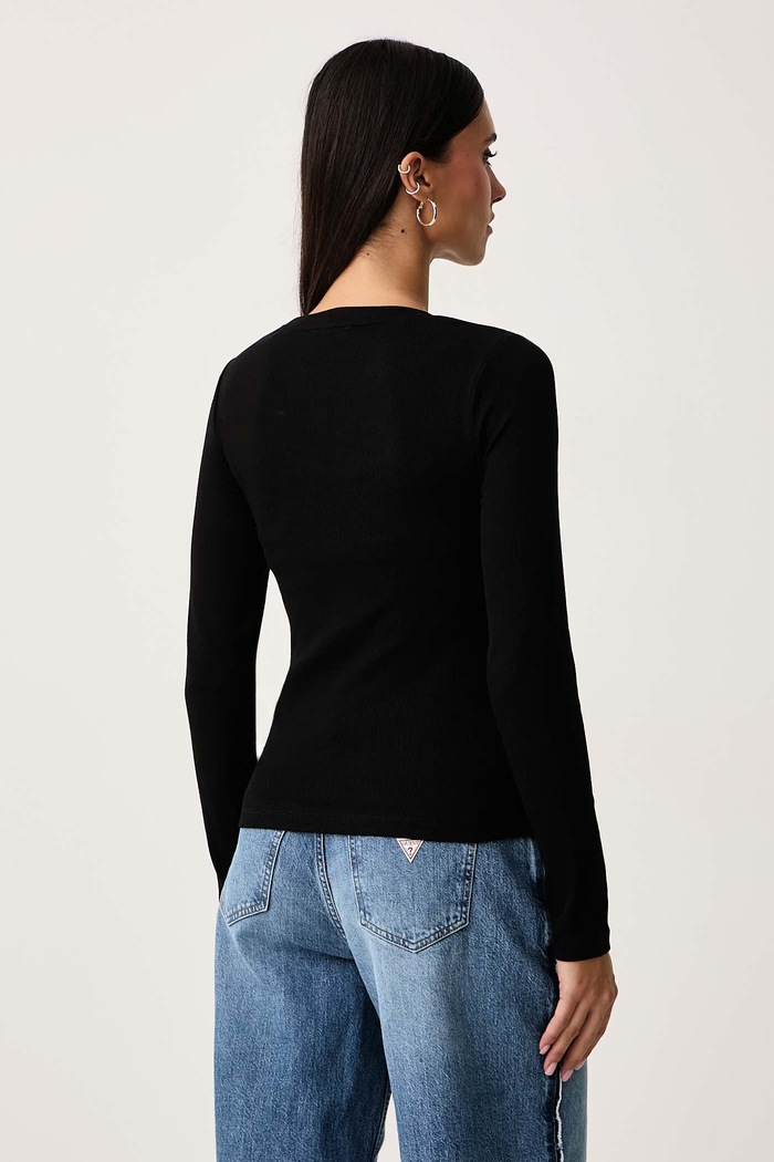 Îmbrăcăminte Guess Jeans Longsleeve pentru femei cu bumbac W6BP05.K5470 negru