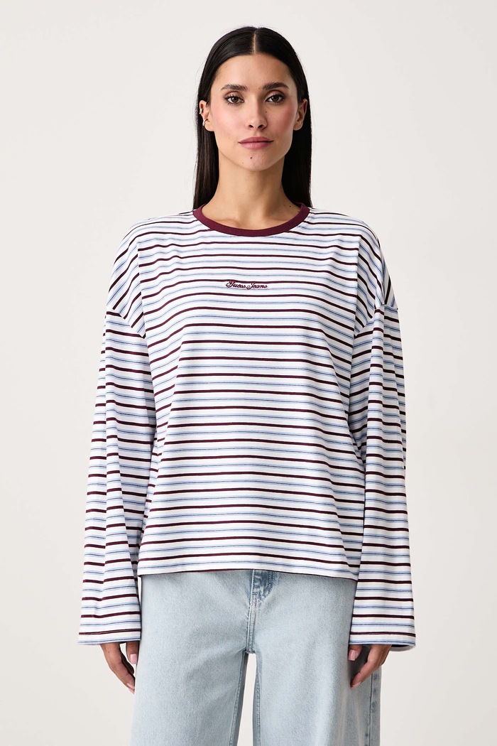 Guess Jeans Longsleeve damski bawełniany z elastanem biały W6BI08.K5306