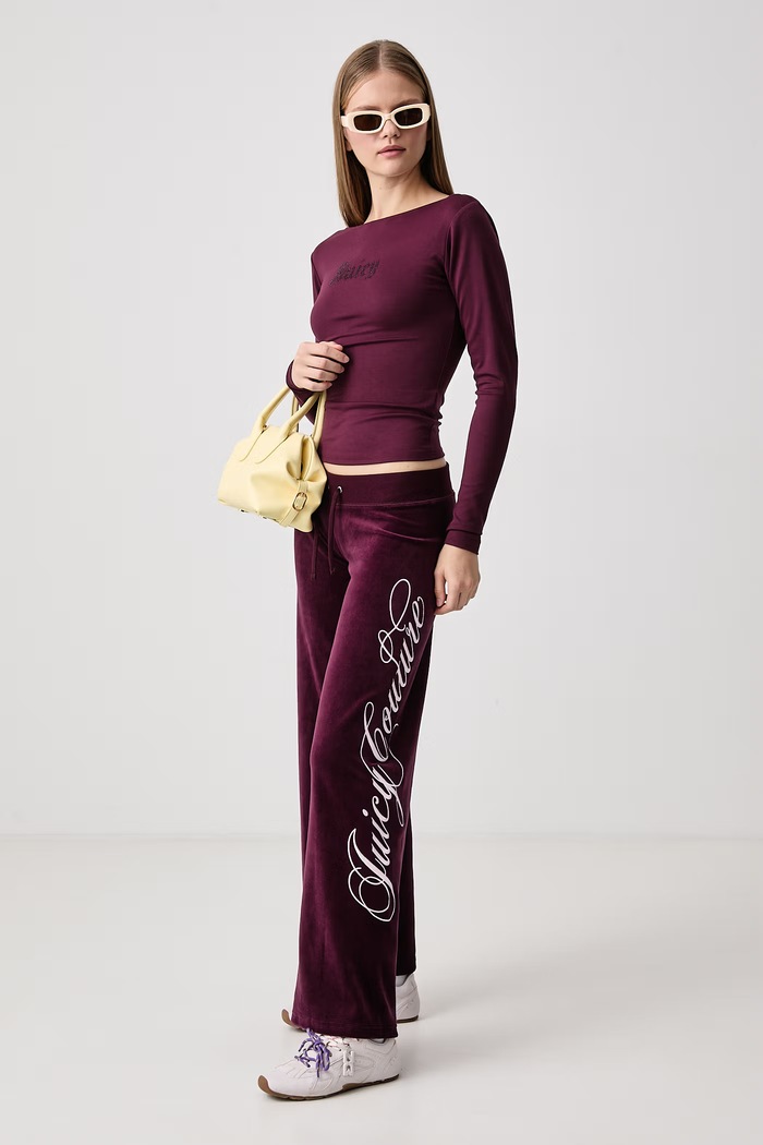 Juicy Couture Majica dugih rukava za žene s modalom MIA BOAT NECK JCWCT226329 bordo AW26