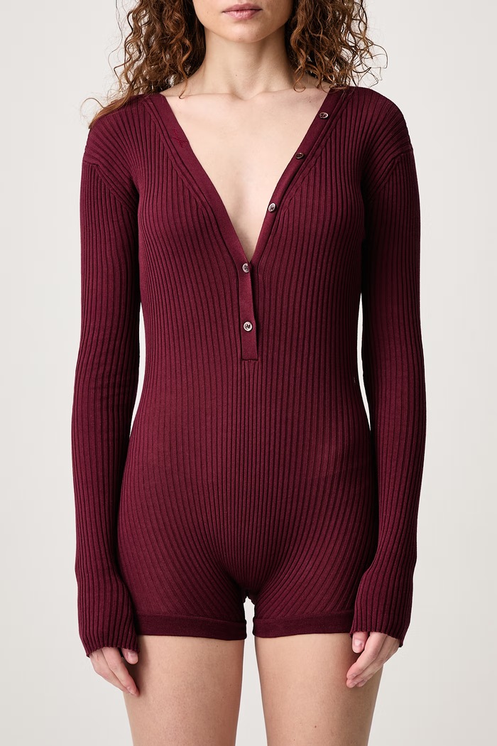 Kombinezon bawełniany damski MUGLER bordowy 26F2BO02901147