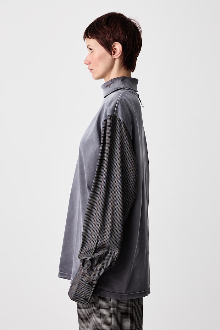 Blúzka dámska bavlnená s efektom prania MUGLER 26F3TS01296032 sivá