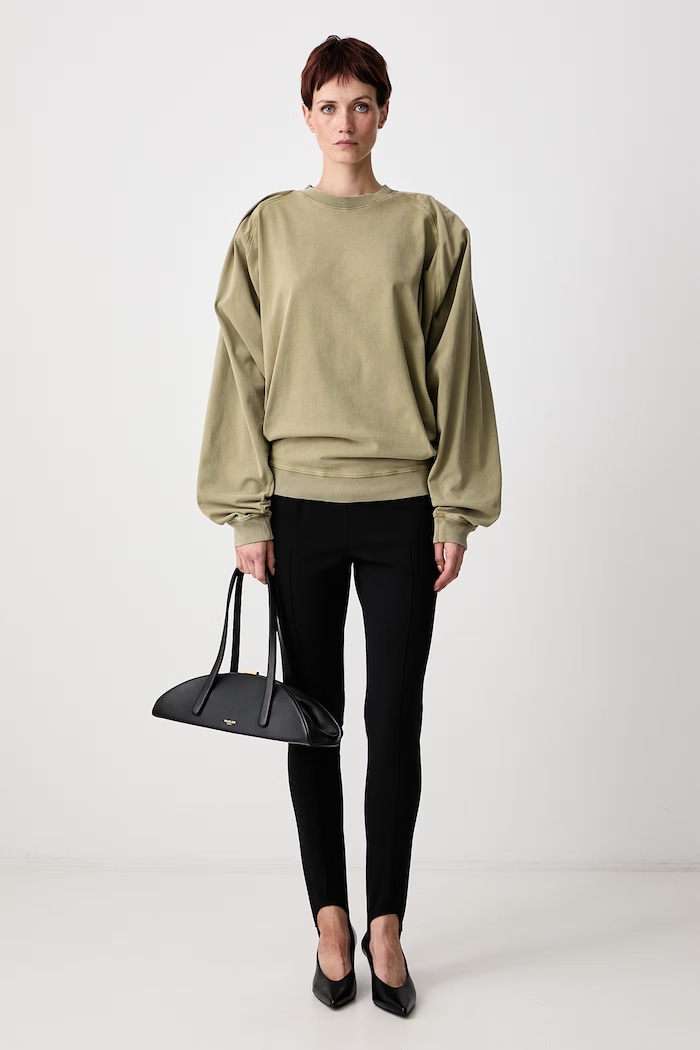 MUGLER Longsleeve pentru femei din bumbac 26F3TS01306032 verde AW26