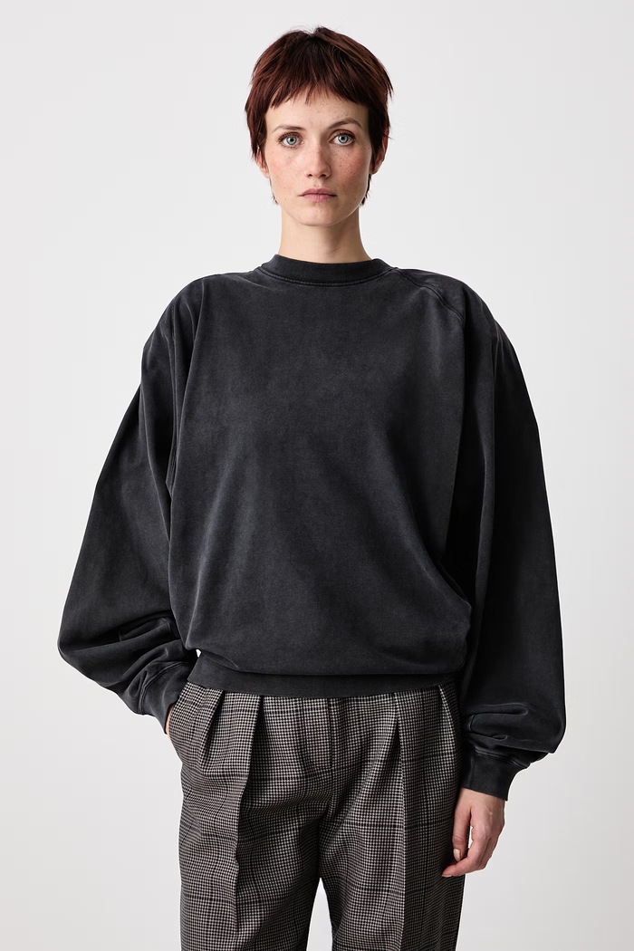 MUGLER Longsleeve pentru femei din bumbac negru 26F3TS01306032