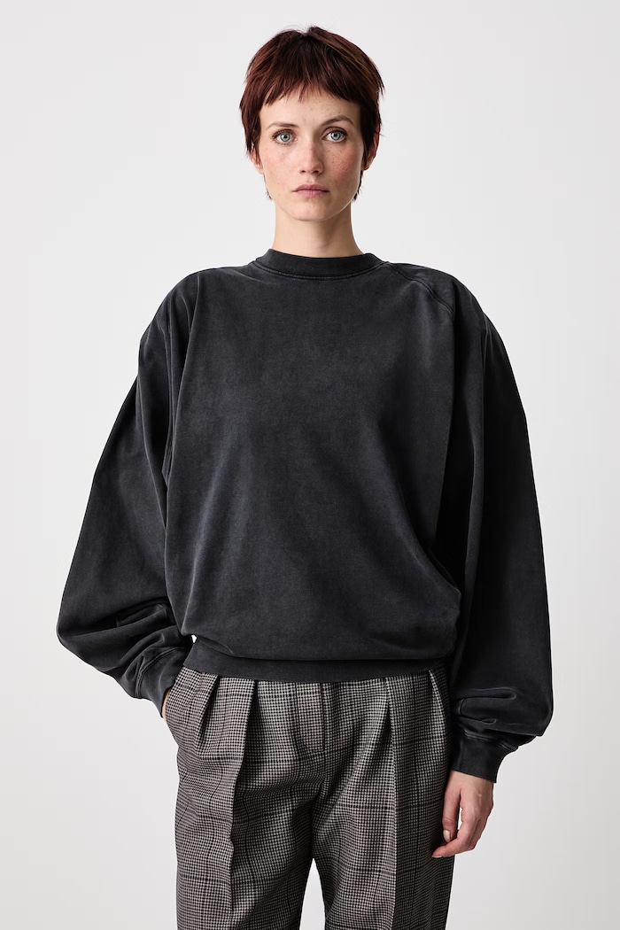MUGLER Longsleeve pentru femei din bumbac negru 26F3TS01306032