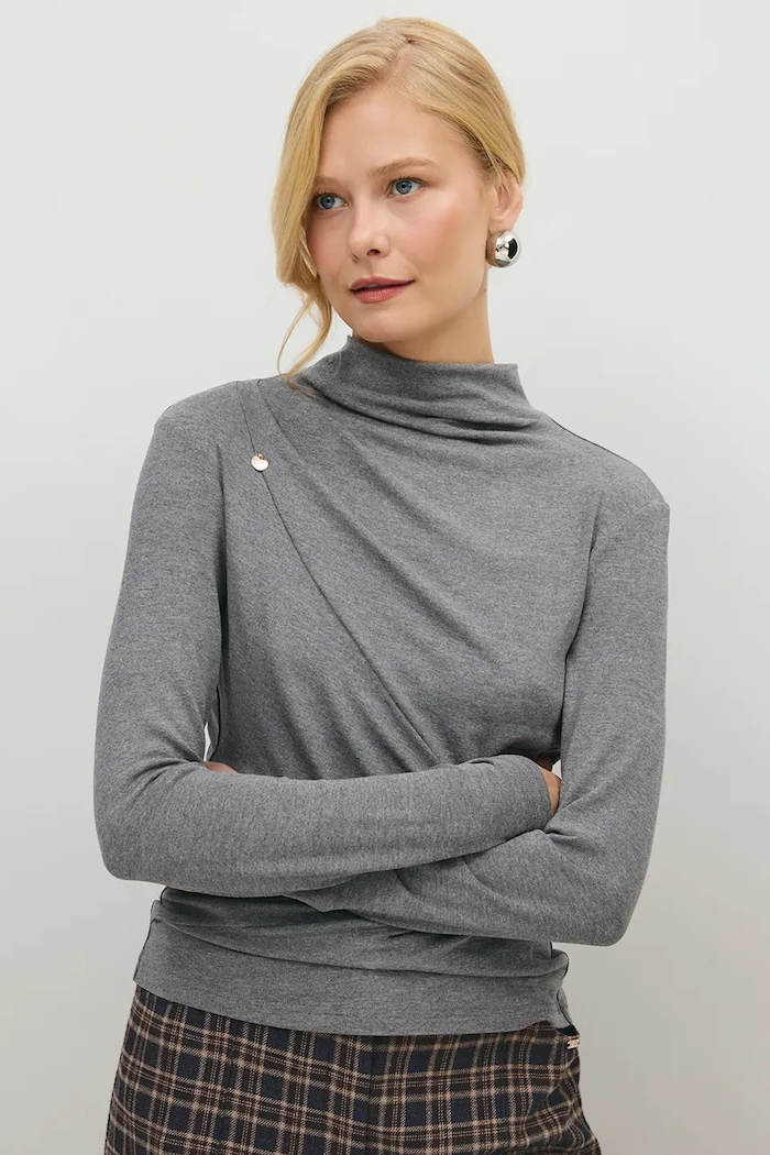 Longsleeve damski z wiskozą LOMEA BIZUU LOMEA.SZARY szary