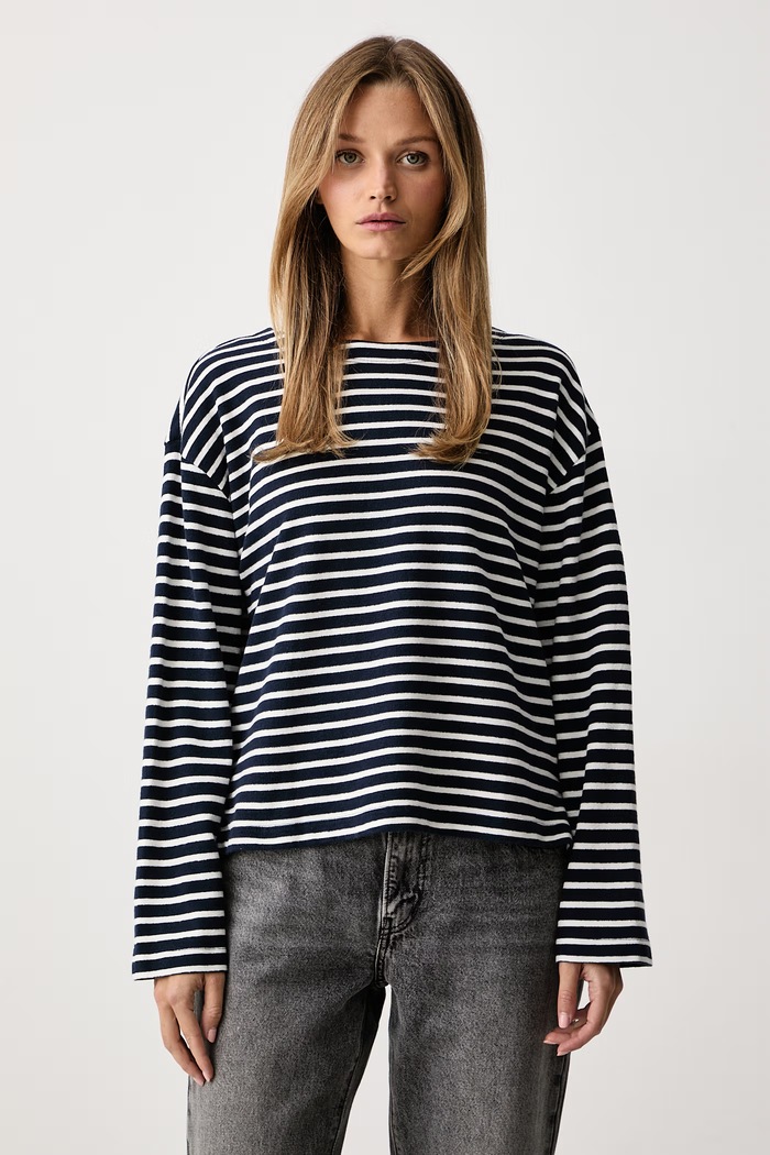Levi's Majica z dolgimi rokavi ženska bombažna ESME RELAXED LS mornarsko modra 0088G