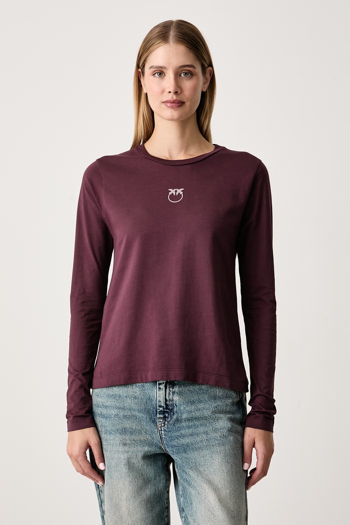 Pinko Longsleeve damski bawełniany bordowy 107292.A3HP