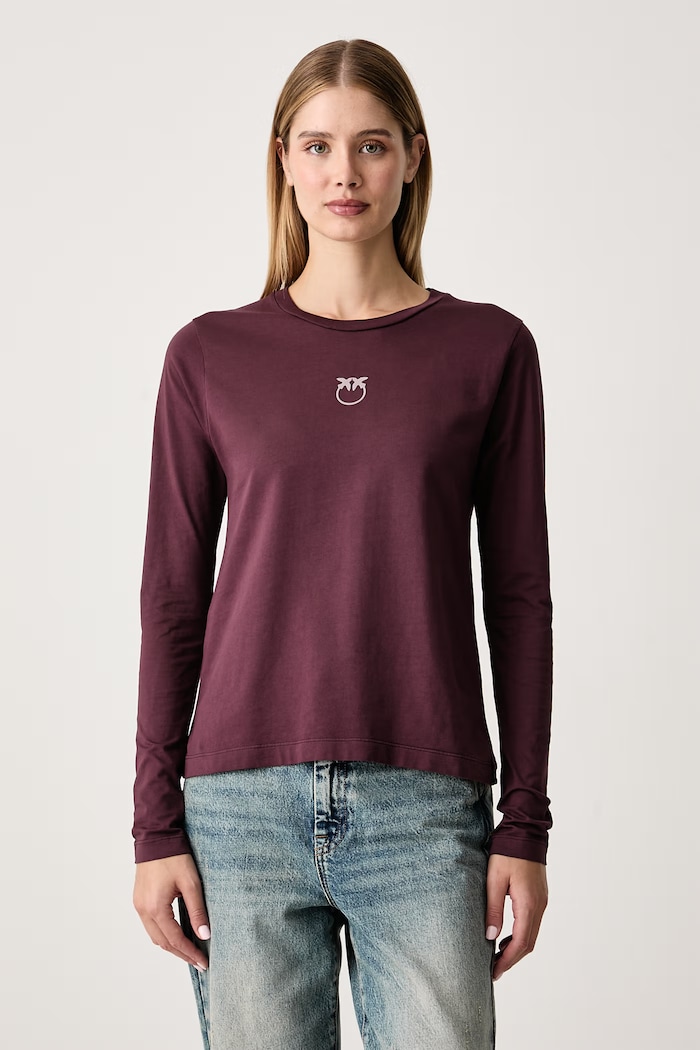 Pinko Longsleeve damski bawełniany bordowy 107292.A3HP