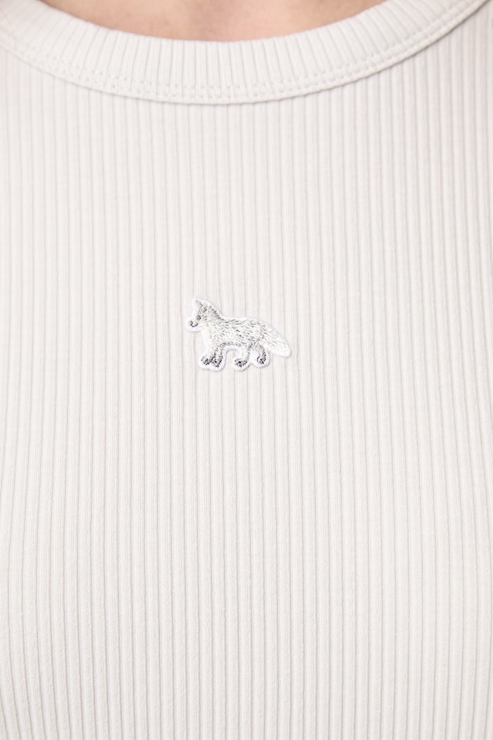 Maison Kitsuné Longsleeve damski bawełniany z elastanem Baby Fox MRWJT03KA0052