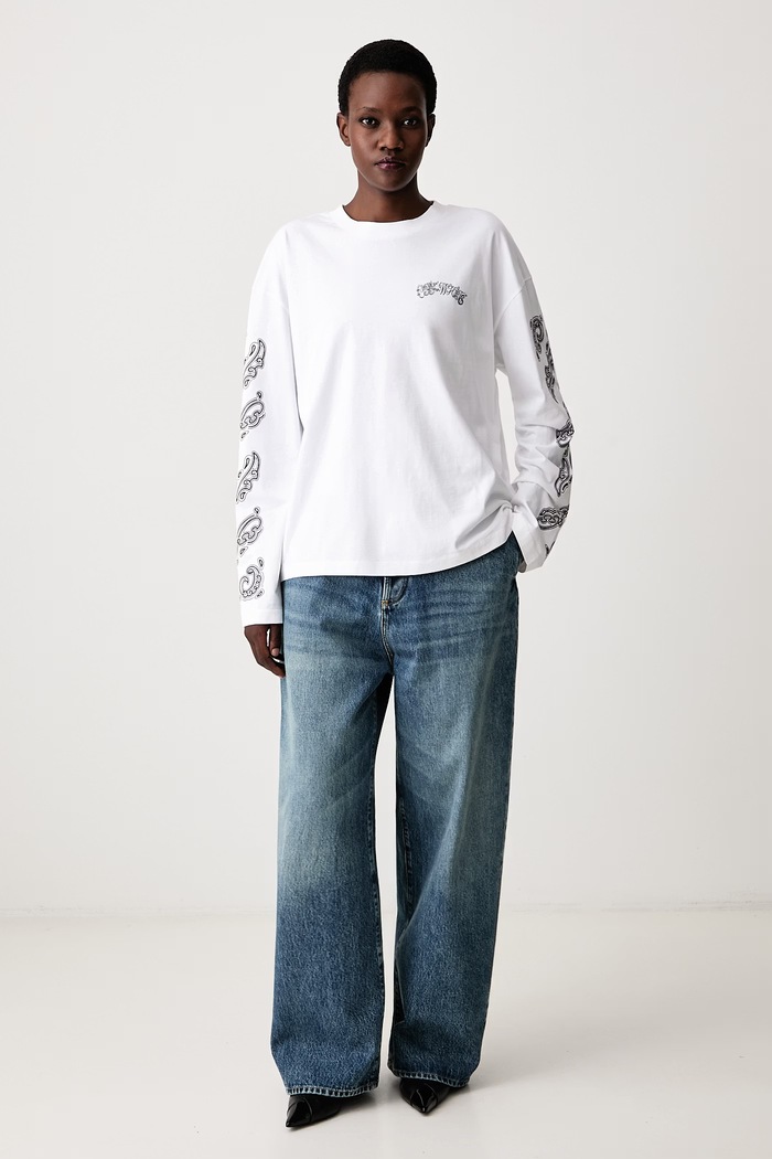 Off-White Majica dugih rukava za žene od pamuka Paisley Diags 2FB00426T bijela AW26