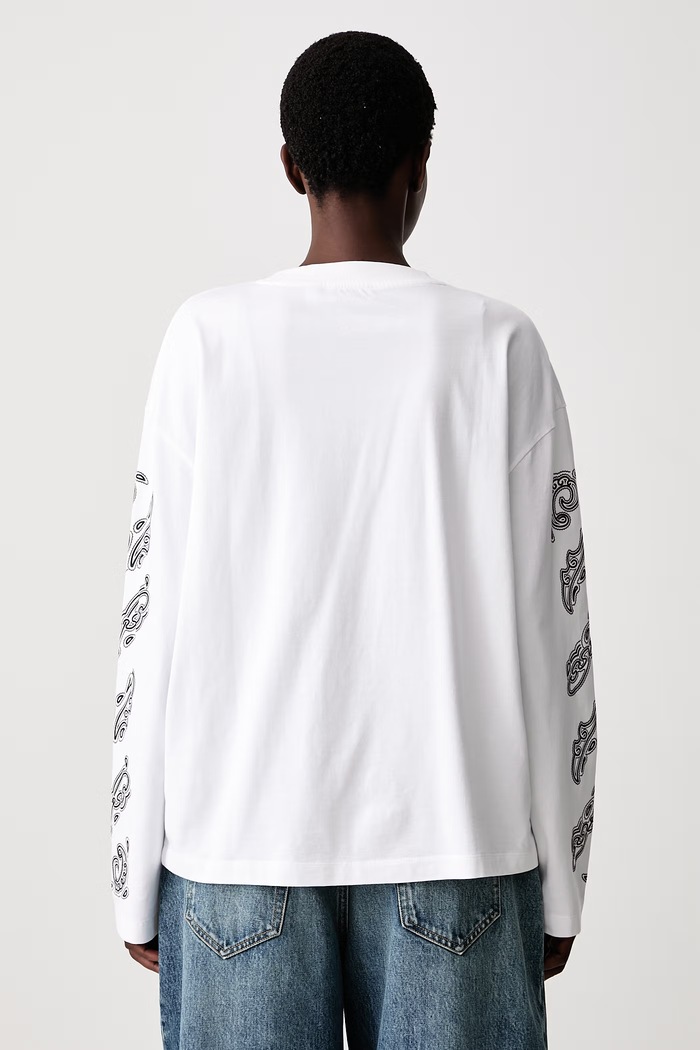 Odjeća Off-White Majica dugih rukava za žene od pamuka Paisley Diags 2FB00426T bijela
